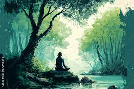 Person meditating in a peaceful setting
