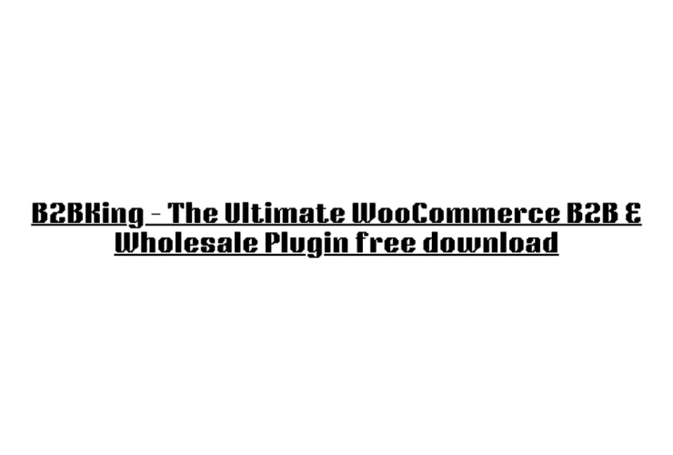 B2BKing – The Ultimate WooCommerce B2B & Wholesale Plugin free download