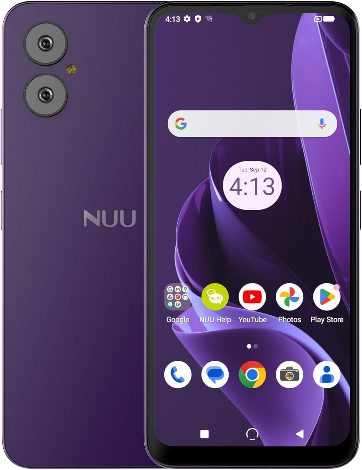 NUU A15 Cell Phone 4GB + 128GB, Unlocked for Mint, Metro, T-Mobile, Qlink and More, Perfect for Teenagers, Dual SIM 4G, Octa-Core Helio G36 2.2GHz 6.5″ HD+, Android 13, Purple, US Warranty