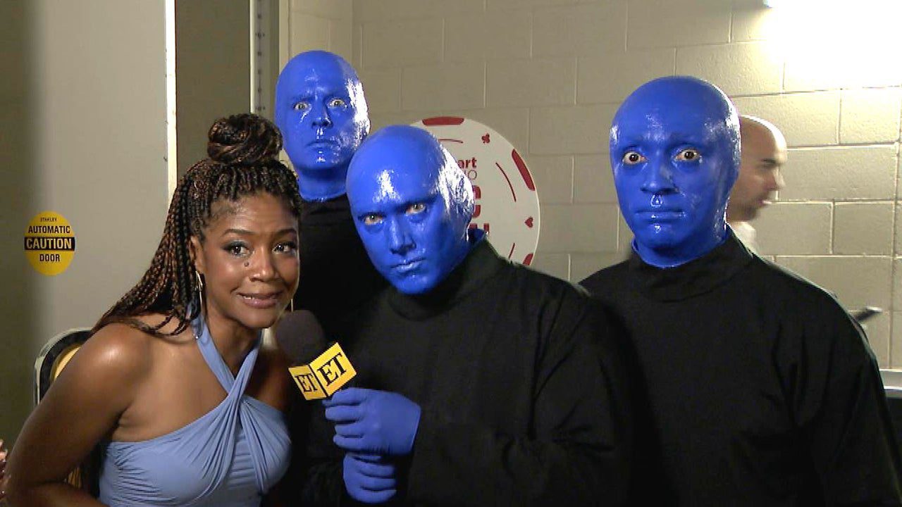 Watch Blue Man Group Crash Tiffany Haddish’s Backstage Interview (Exclusive)