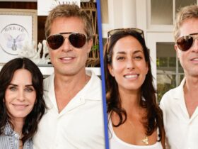 Brad Pitt and Courteney Cox All Smiles in Rare Moment Together