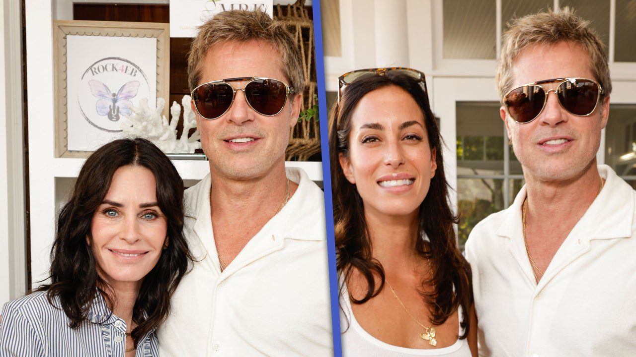 Brad Pitt and Courteney Cox All Smiles in Rare Moment Together