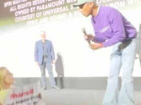 Watch Pharrell’s Unexpected Reaction to PETA Protestor Rushing to the Stage