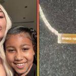 North West Gifts Mom Kim Kardashian Diamond Necklace with Strange Engraving for Her 44th Birthday