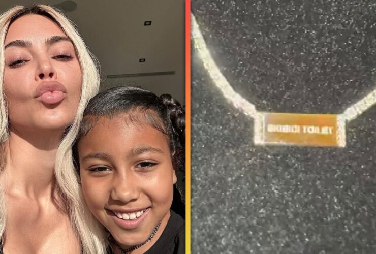 North West Gifts Mom Kim Kardashian Diamond Necklace with Strange Engraving for Her 44th Birthday