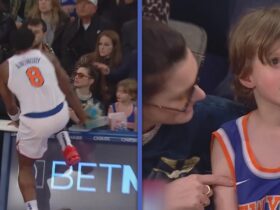 Anne Hathaway and Son Jack Nearly Wiped Out by NBA Star Mid-Game