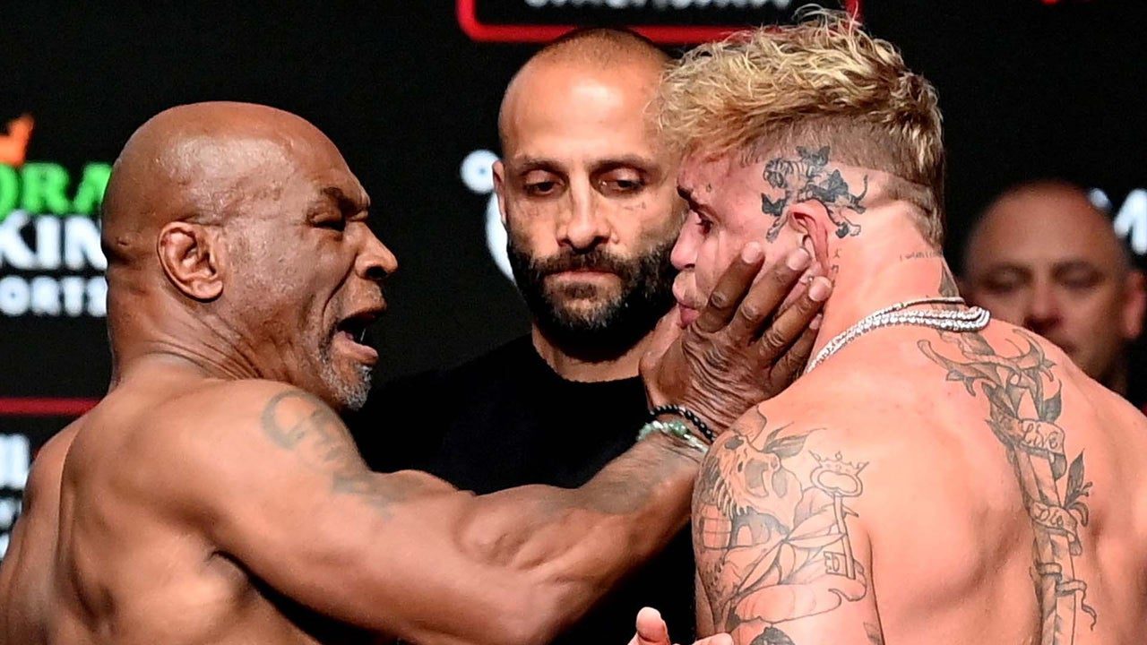 Watch Mike Tyson Slap Jake Paul at Weigh-In Ceremony Ahead of Boxing Match