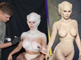 Watch Kim Kardashian Turn Into an Albino Alligator for Halloween