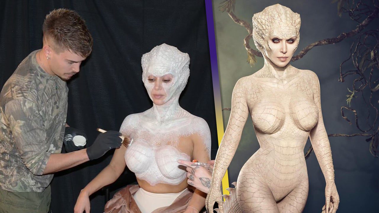 Watch Kim Kardashian Turn Into an Albino Alligator for Halloween