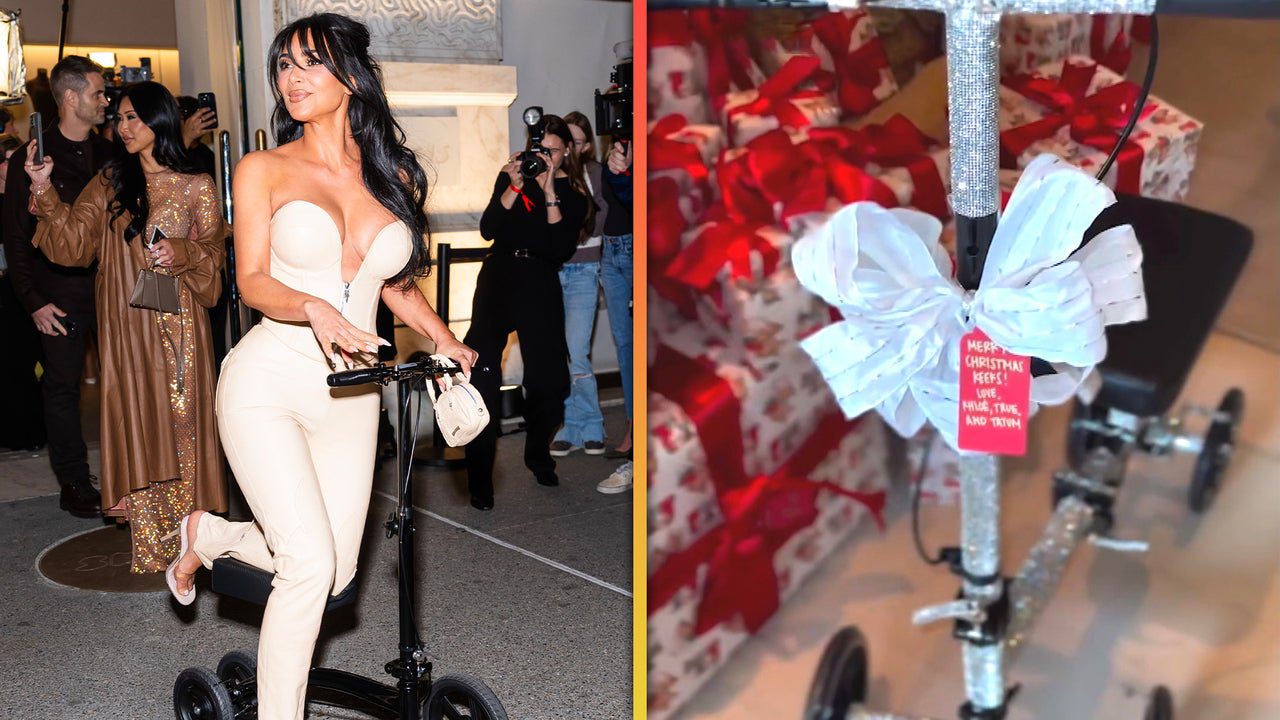 Watch Kim Kardashian React to Blinged-Out Scooter Gift From Sister Khloé for Christmas