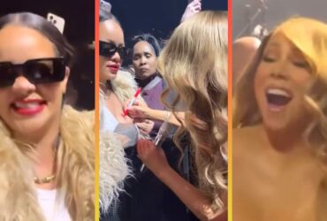 Watch Mariah Carey Sign Rihanna’s Breast at Final Christmas Concert