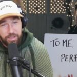 Watch Travis Kelce Review ‘Love Actually,’ Joke About ‘Iconic’ Cue Card Scene