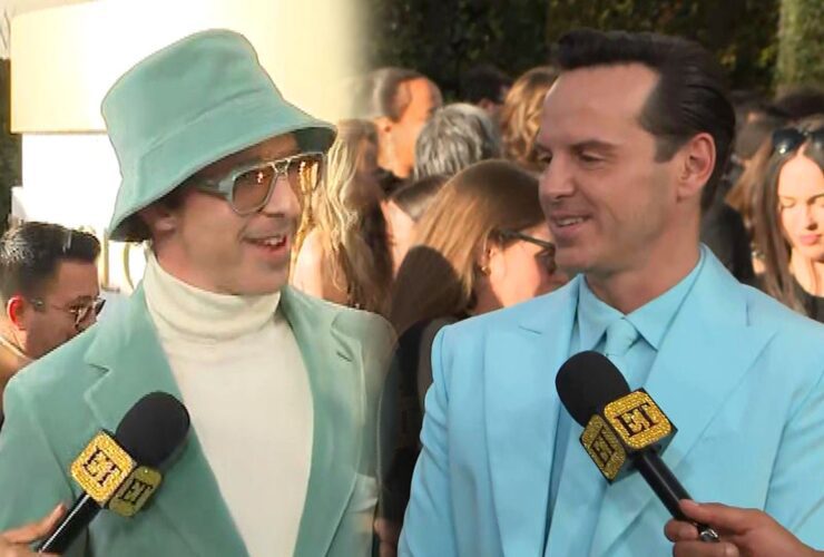 Jeremy Strong Crashes Andrew Scott’s Golden Globes Interview to Compare Blue Suits (Exclusive)