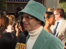 Why Jeremy Strong Wore a Fuzzy Bucket Hat Look at 2024 Golden Globes (Exclusive)