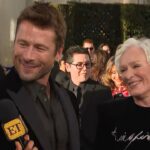 Glen Powell Praises Glenn Close as ‘The Ultimate Glenn’ During Red Carpet Run-In at Golden Globes