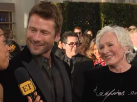 Glen Powell Praises Glenn Close as ‘The Ultimate Glenn’ During Red Carpet Run-In at Golden Globes