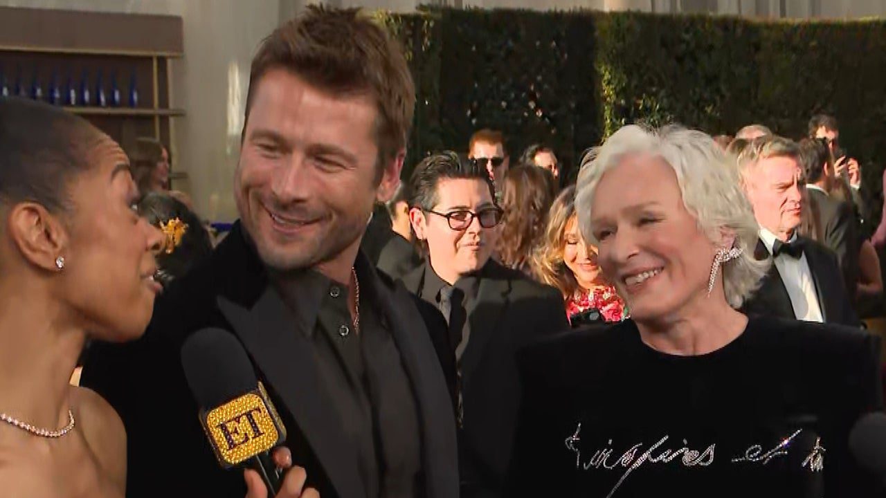 Glen Powell Praises Glenn Close as ‘The Ultimate Glenn’ During Red Carpet Run-In at Golden Globes