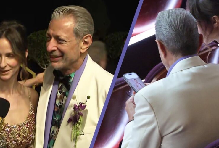 Jeff Goldblum Reacts to Getting Snapped Looking Up Pics of Himself at the Oscars (Exclusive)